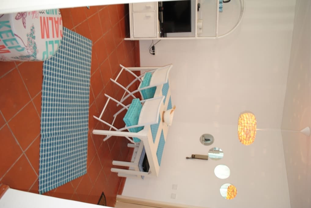 Dining lounge area, with satellite tv, internet, sleeper couch.