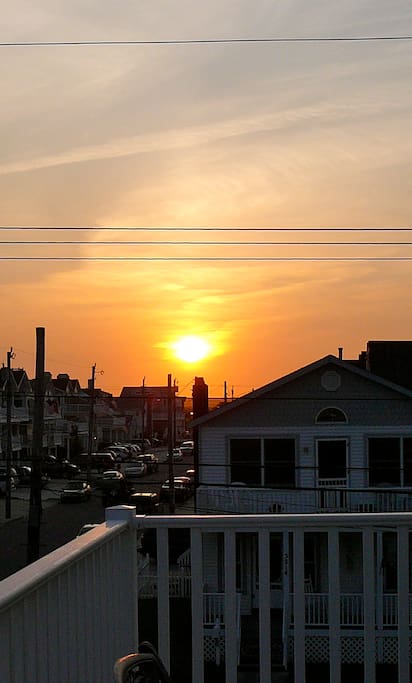 sunset views from living room deck
