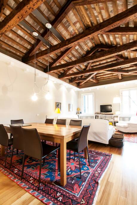 Living room and dining area
