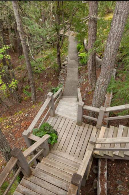 Long staircase to reach the home