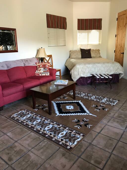 Tempurpedic memory foam queen bed, 2 pull out couches and a port-a-crib