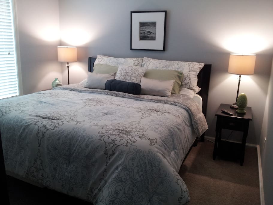 Master bedroom with king size pillow top mattress for your comfort !