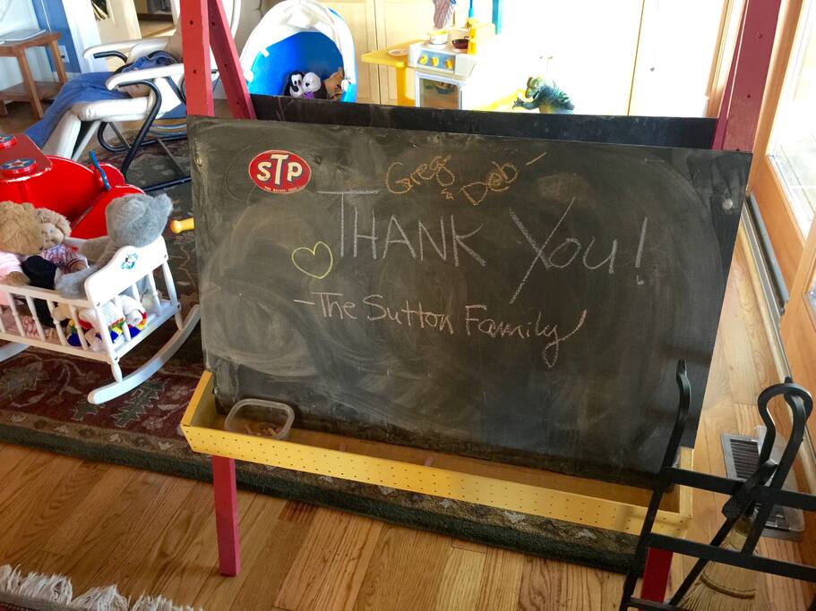 Note left us by one of our guest families in the kid's playroom.