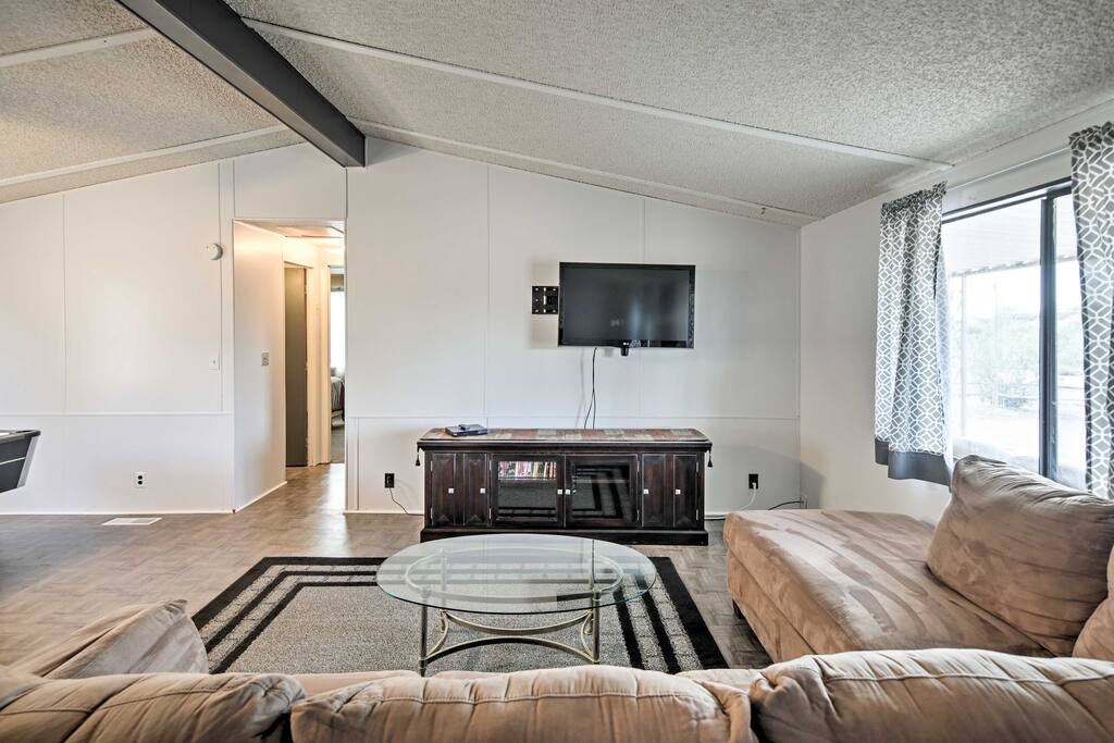 Relax and watch a movie on the flat-screen cable TV.
