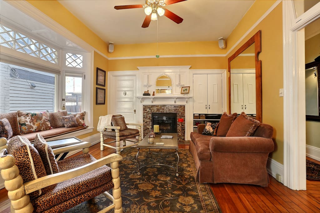 Living room with fireplace