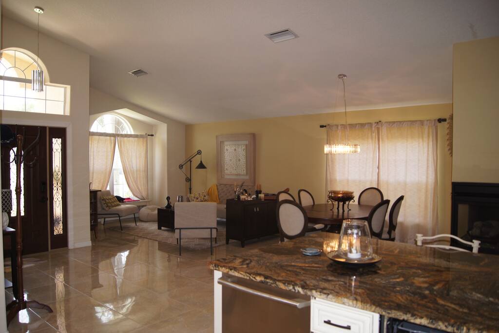 Living / Dining / Family rooms open space plan.