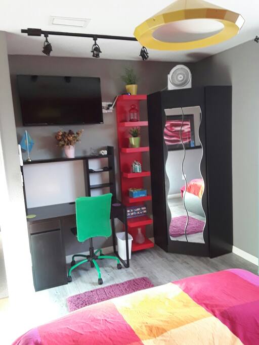 TV media and closet area