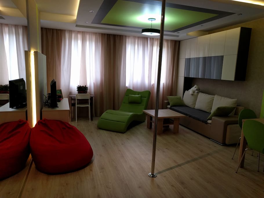 Living room where you will stay. Sofa (extends out for 2 people to sleep)