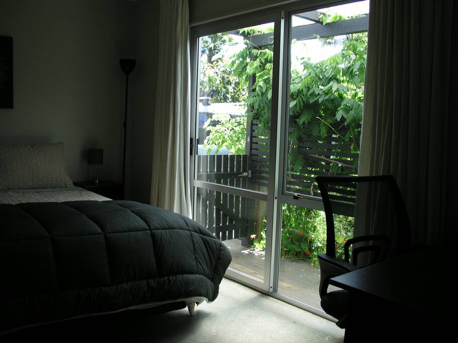 bedroom window view / wisteria