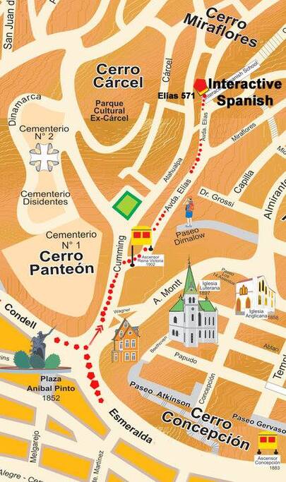 Muy muy cerca del centro de la ciudad