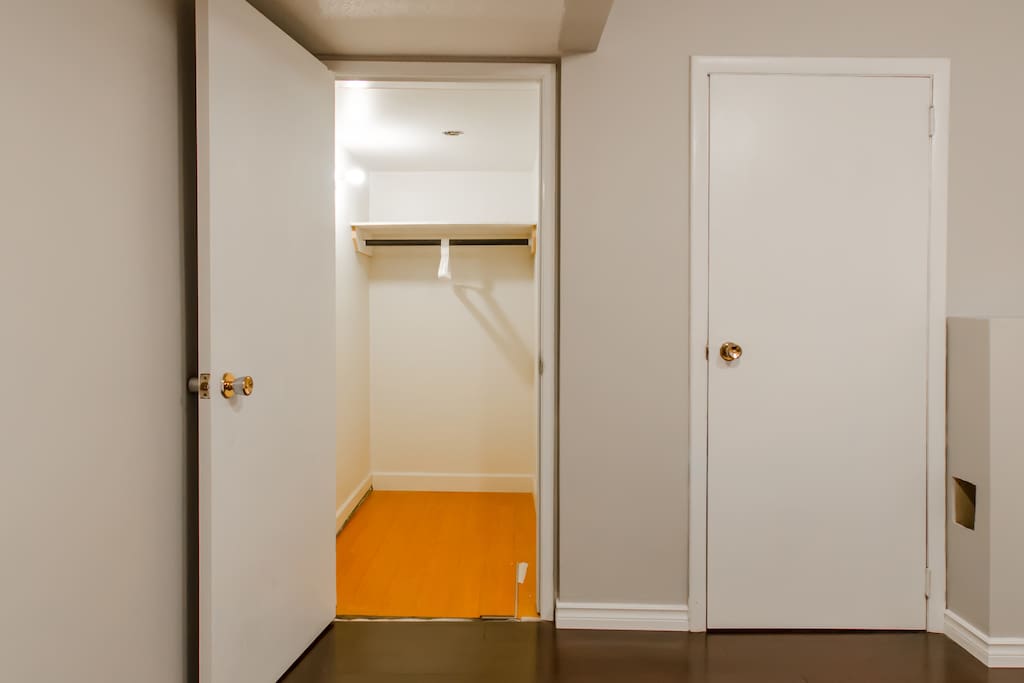 Walk in closet on the right there is a big storage room that you can use as well