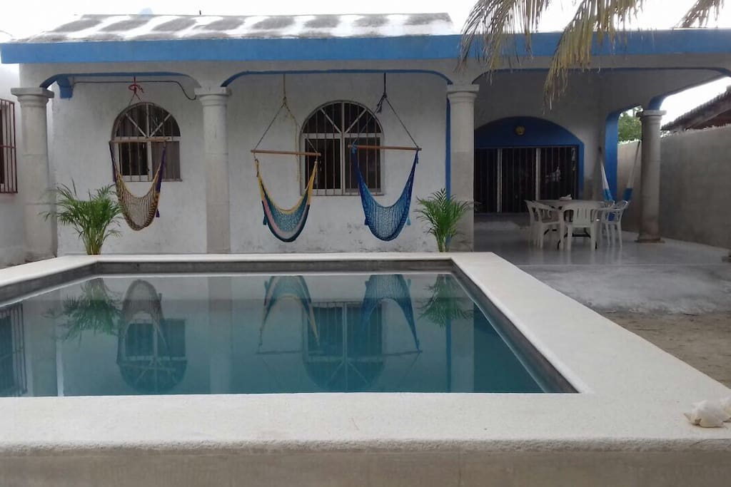 Pool and hammocks