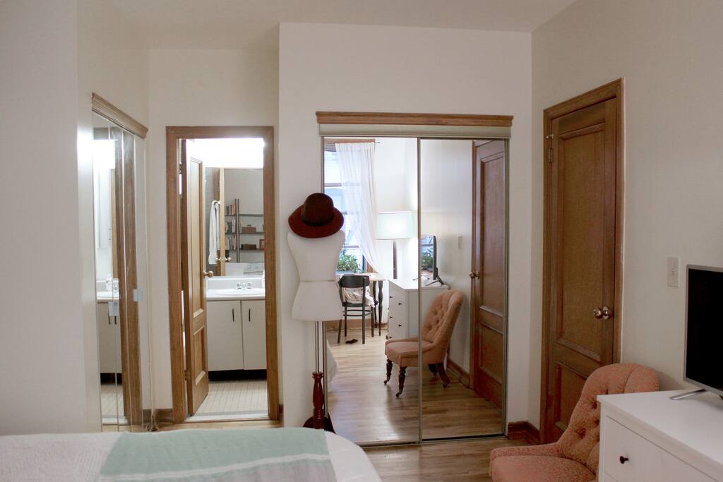 Guests can access their own sink directly from the bedroom.
