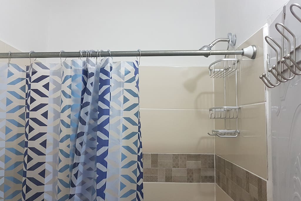 Bathroom shower with hot and cold water