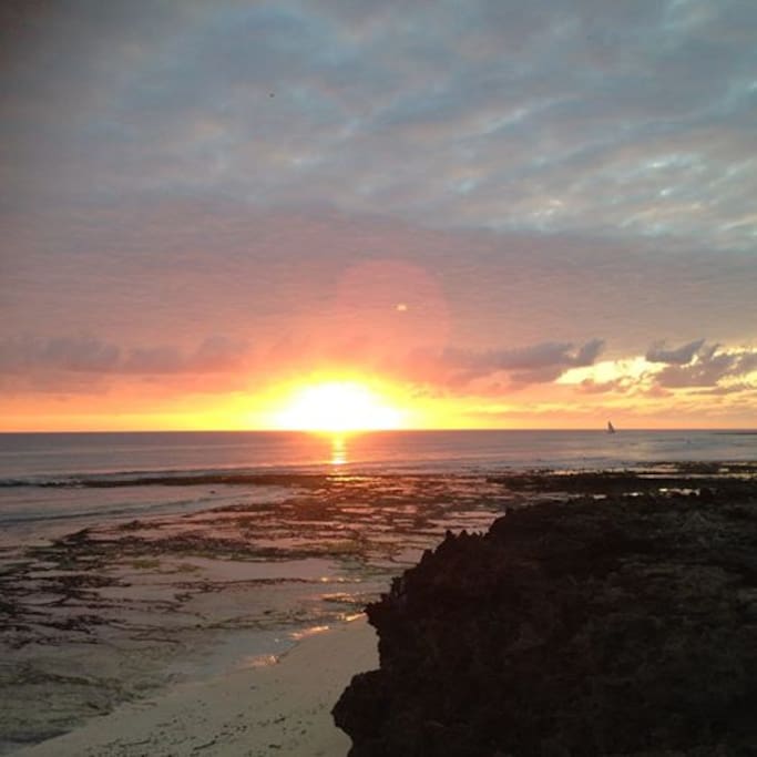 Glorious sunset view from our beach plot