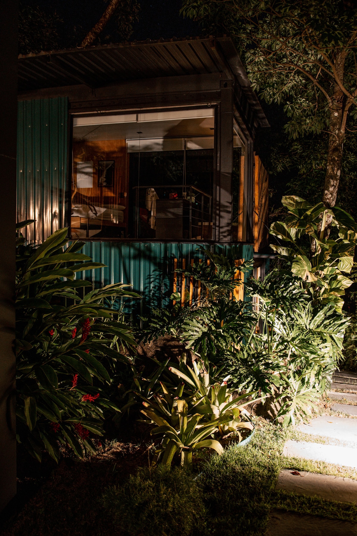Garden View at Night at Casa Natu Ilhabela Bonete Studio with Jacuzzi in Ilhabela