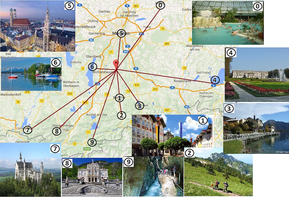 Destinations around our place.