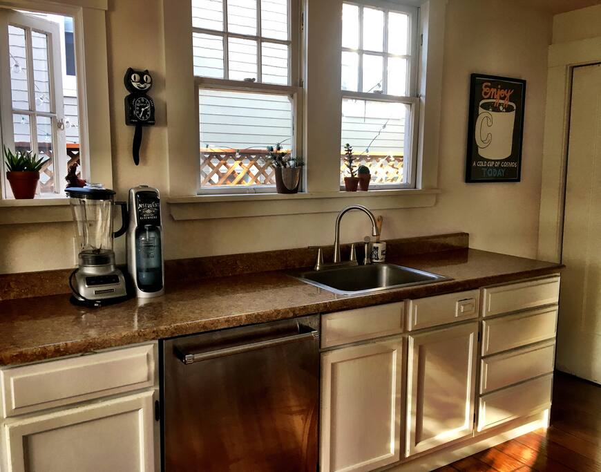 Dishwasher and garbage disposal.