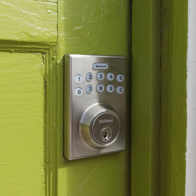 Guests access the apartment via a keypad with a personal code--no keys to keep track of!