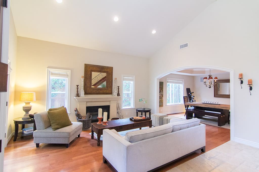 Front living room with fireplace.