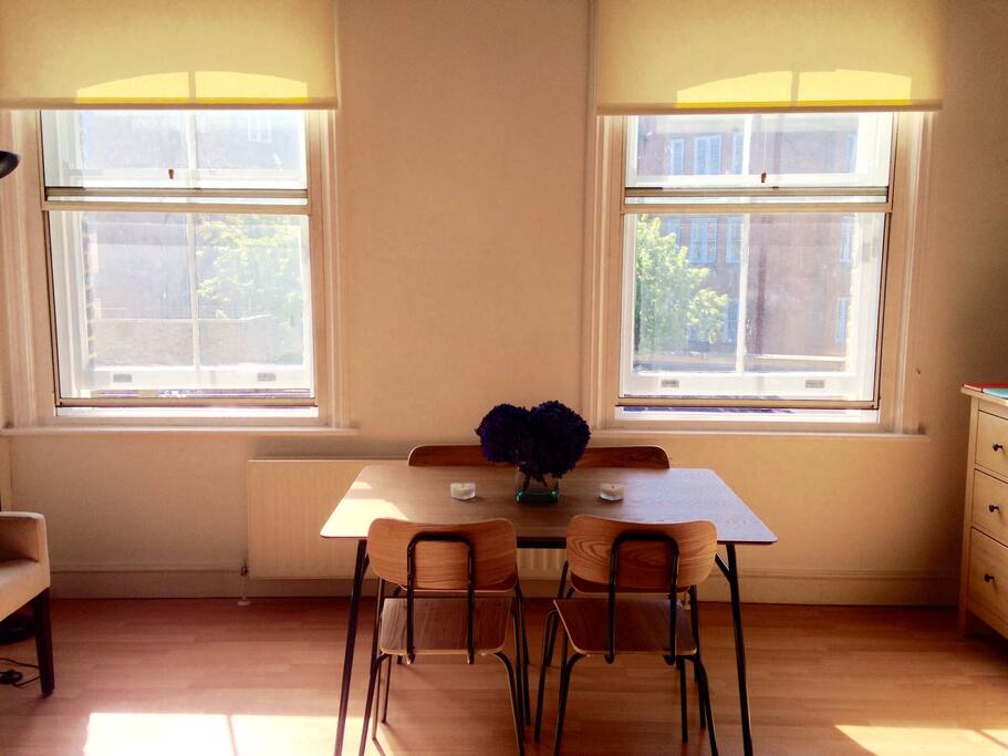 A sunny view of the dining area