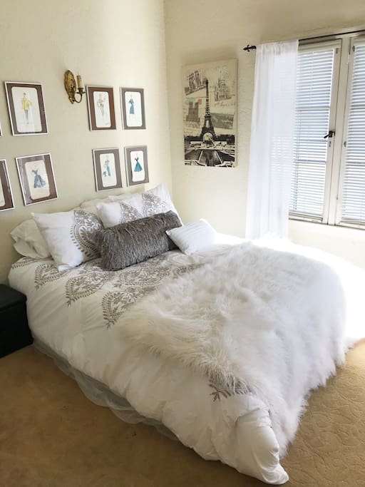 Paris Bedroom, lots of light in this room.
