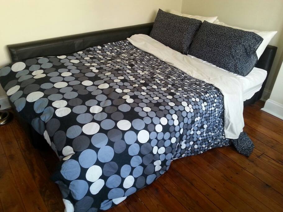Sofa bed made up