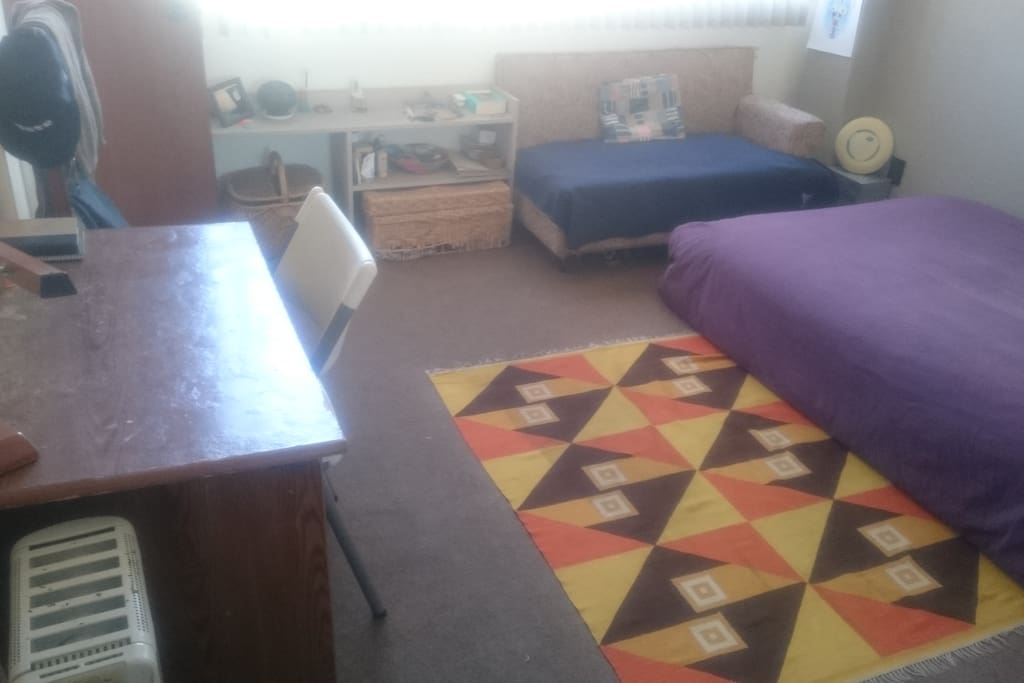 desk and bed