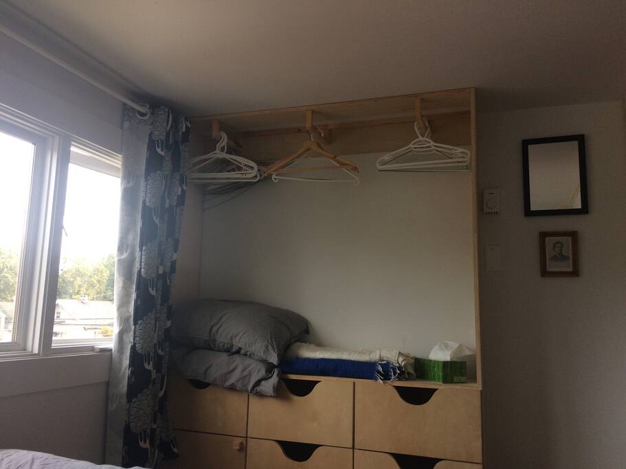Clothing storage space in bedroom