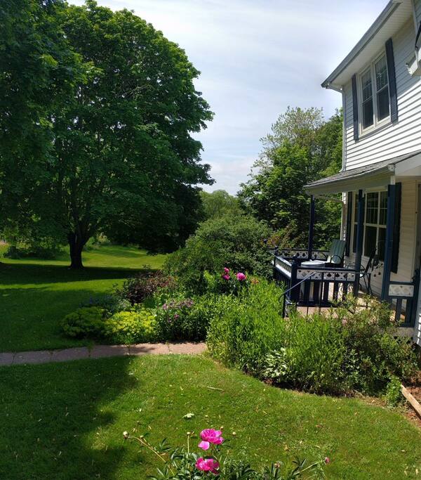 This is the front of the duplex during the nicer months