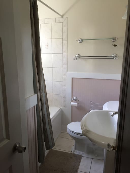 Enjoy the jacuzzi tub. Towels and essential provided.