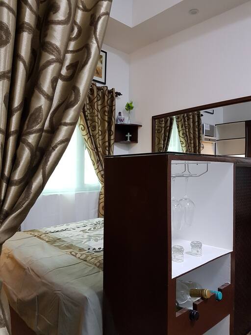 Bedroom and wine bar