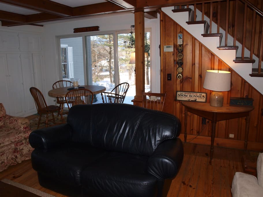 Nice dining area with views of the Moat Mts in the Winter