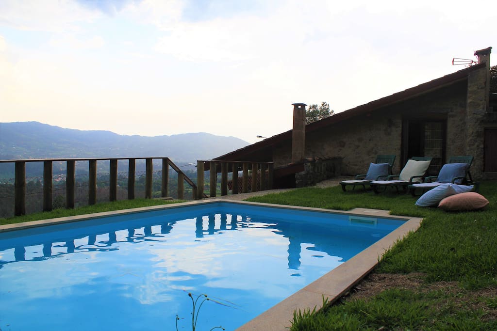 Pool area with wonderful view over the valley