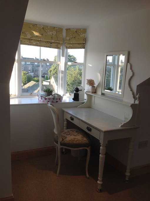 Dressing table with south facing bay window.