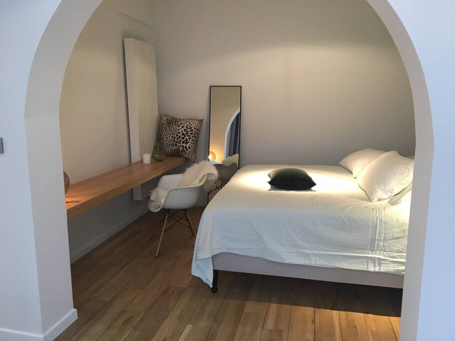 Desk and bed