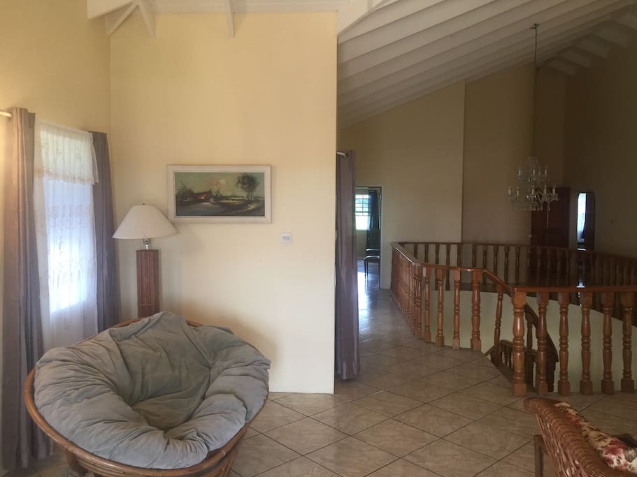 Living room, staircase.
