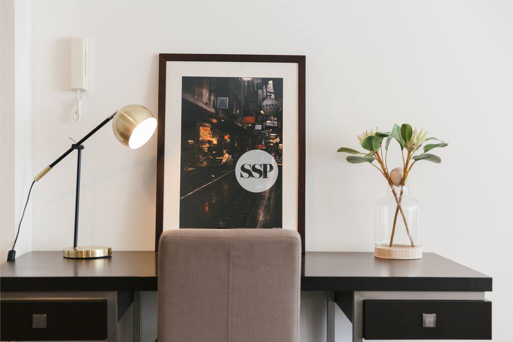 A work space for those who need to squeeze in a little work away from home.
