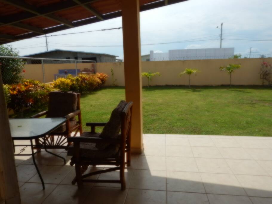 Nice, private, fully fenced backyard with a covered terrace.