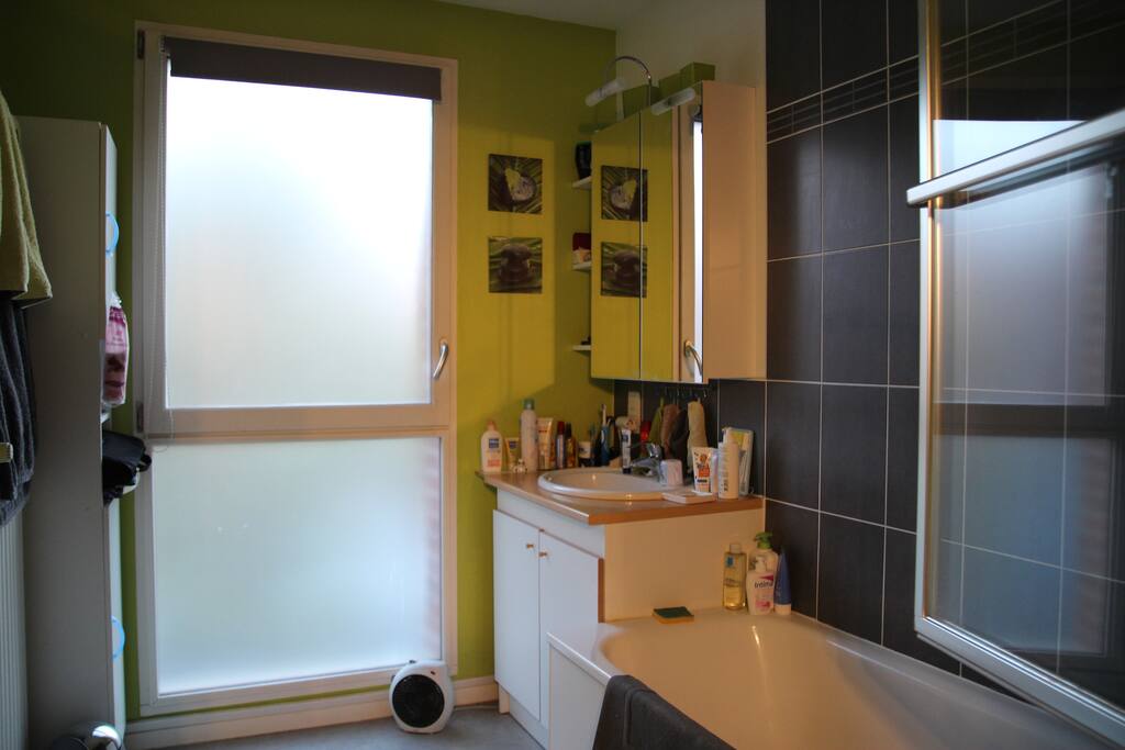 salle de bain lumineuse avec douche