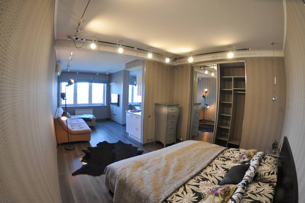 View from the bedroom area to the living room