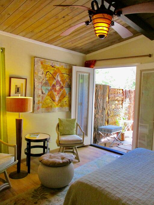 your room with private entry. our new private entrance double french doors open to the garden terrace