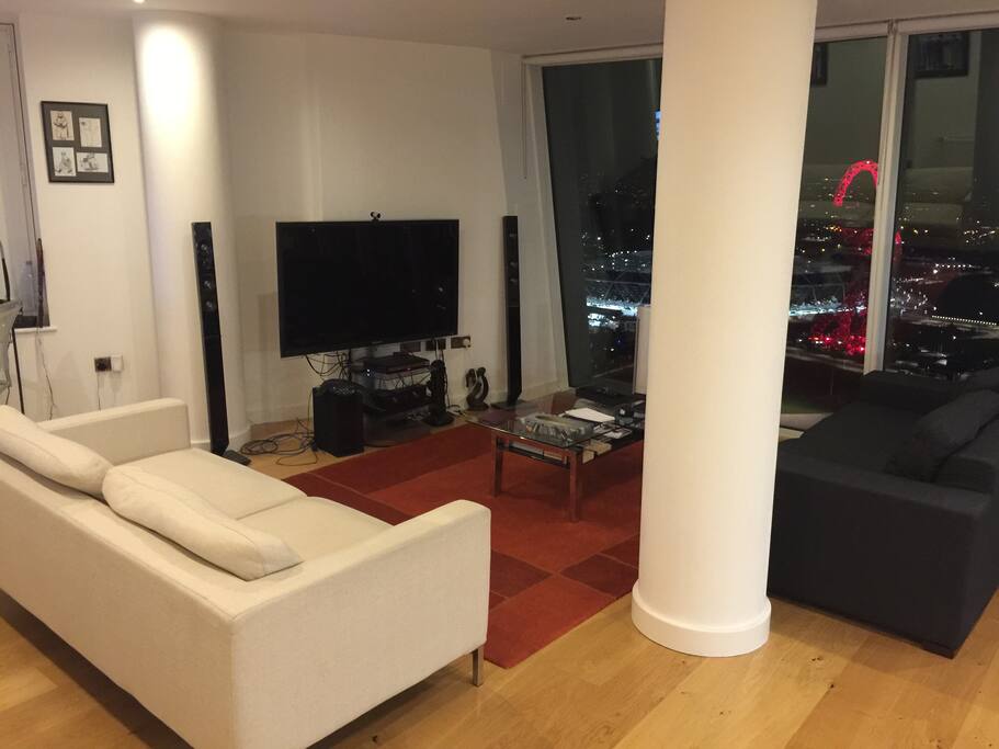 Comfortable living room with TV, Amazon Fire and FreeView