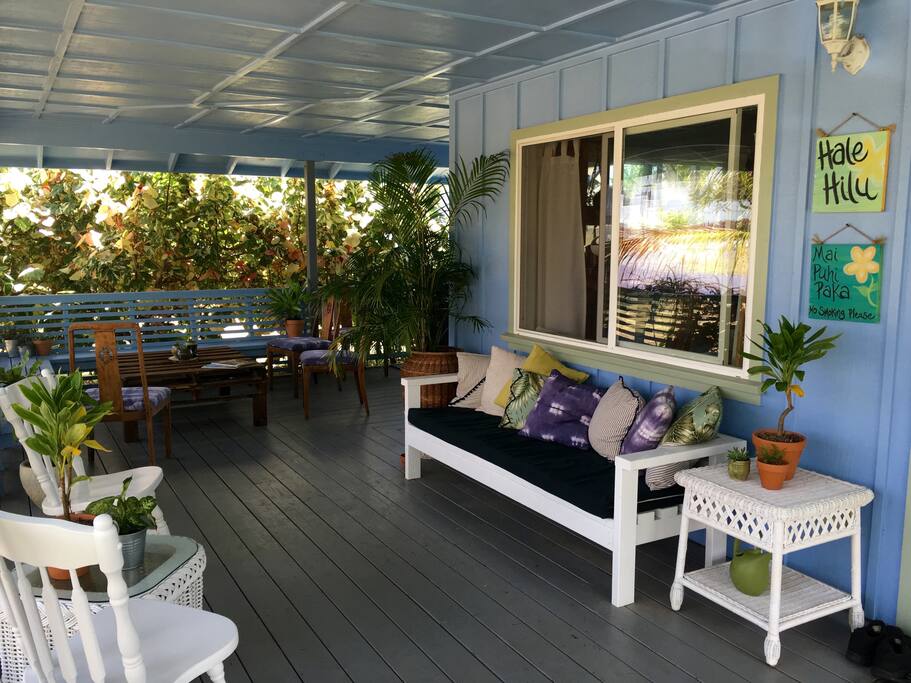 Lounge on our cozy patio with a good book or friends