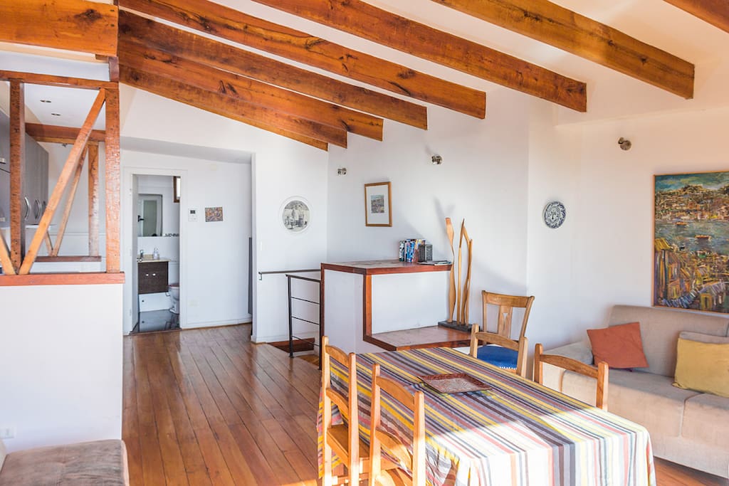 Sunlight on the deck terrace and livingroom