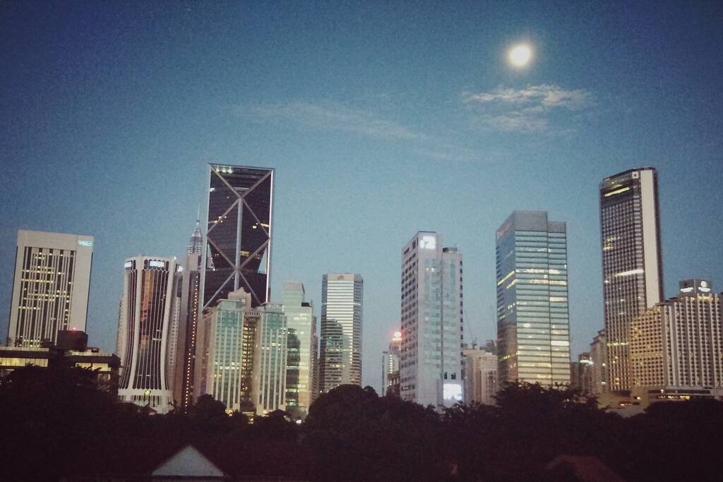 nice scenery out of the small bedroom. the city center of Kuala lumpur