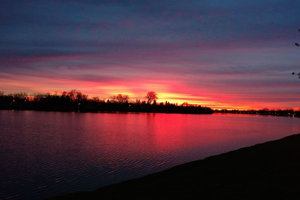 Stroll along scenic walking paths of Crescent Lake directly across the street and enjoy the sunset!
