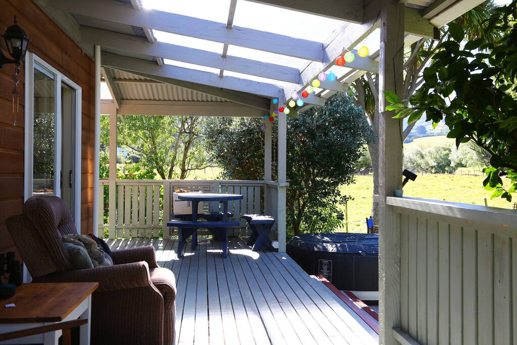If you don't feel like a walk just laze on the covered deck area