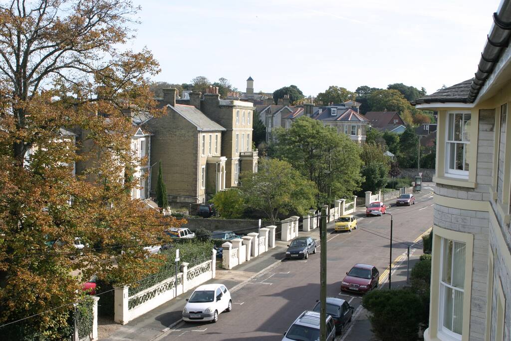 View down the street in the conservation area.