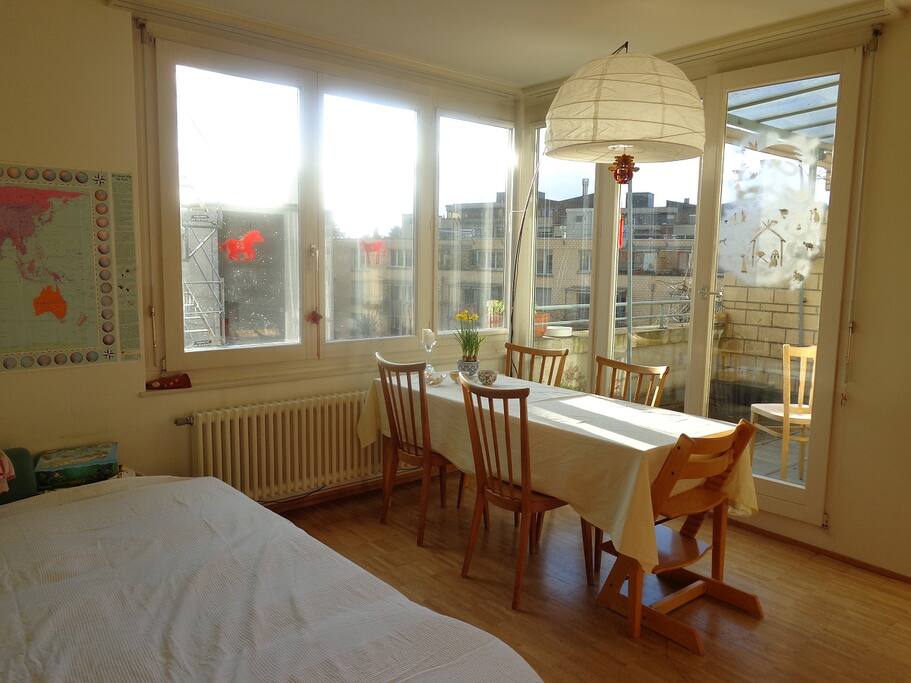 eating table and sunny balcony